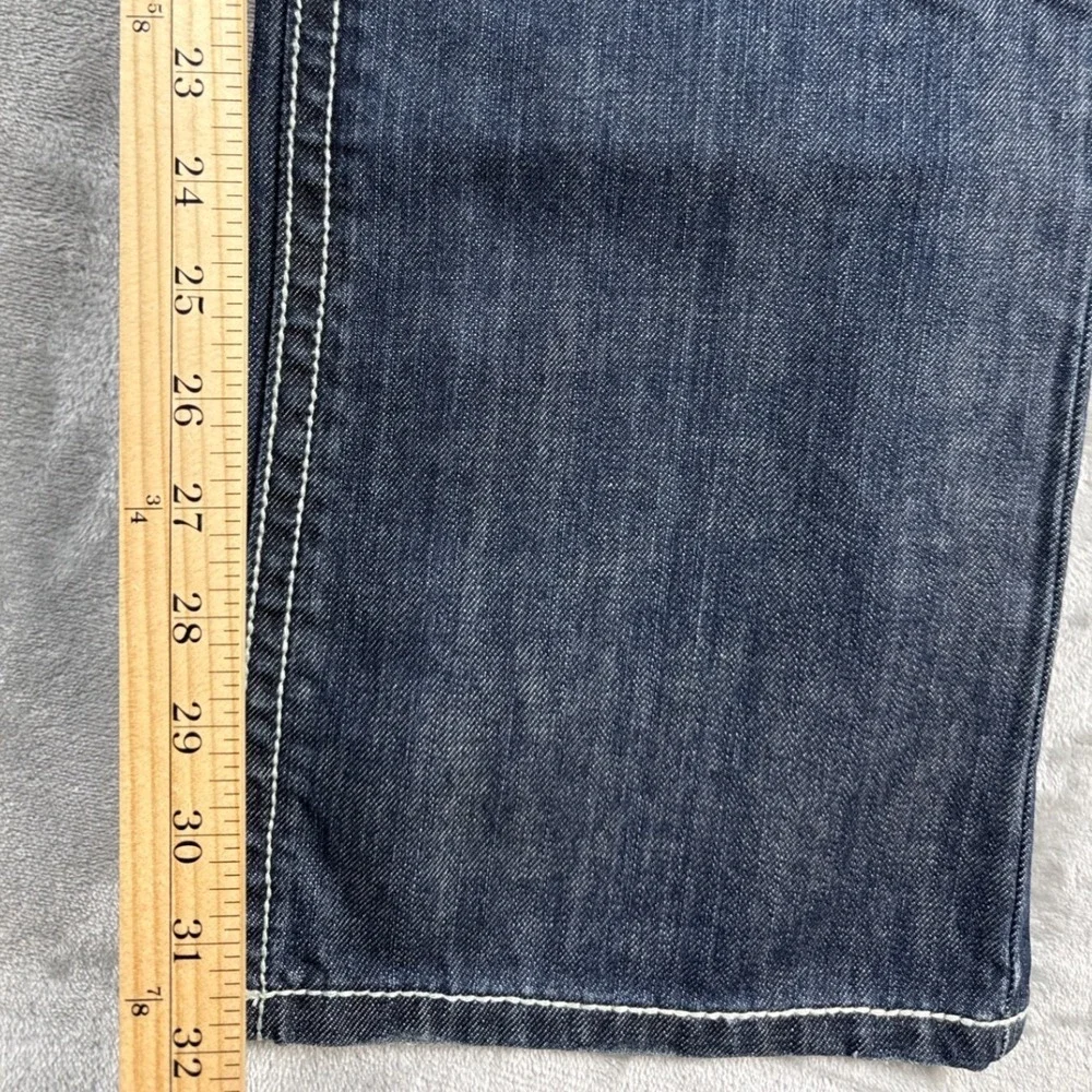 Antique Rivet Fashion Slim Mens Jeans 36x32 Dark Wash Studded Faux Croc Y2K NEW
